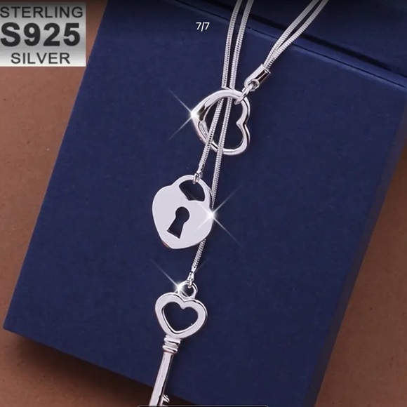NWT, Sterling Silver Lock n Key through a heart necklace. - Picture 2 of 12